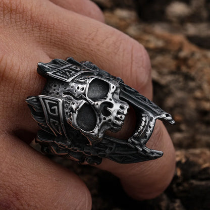 Retro Punk Rhombus Skull 304 Stainless Steel Enamel Men'S Rings