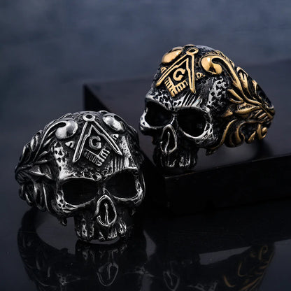 Retro Punk Rhombus Skull 304 Stainless Steel Enamel Men'S Rings