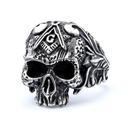 Retro Punk Rhombus Skull 304 Stainless Steel Enamel Men'S Rings