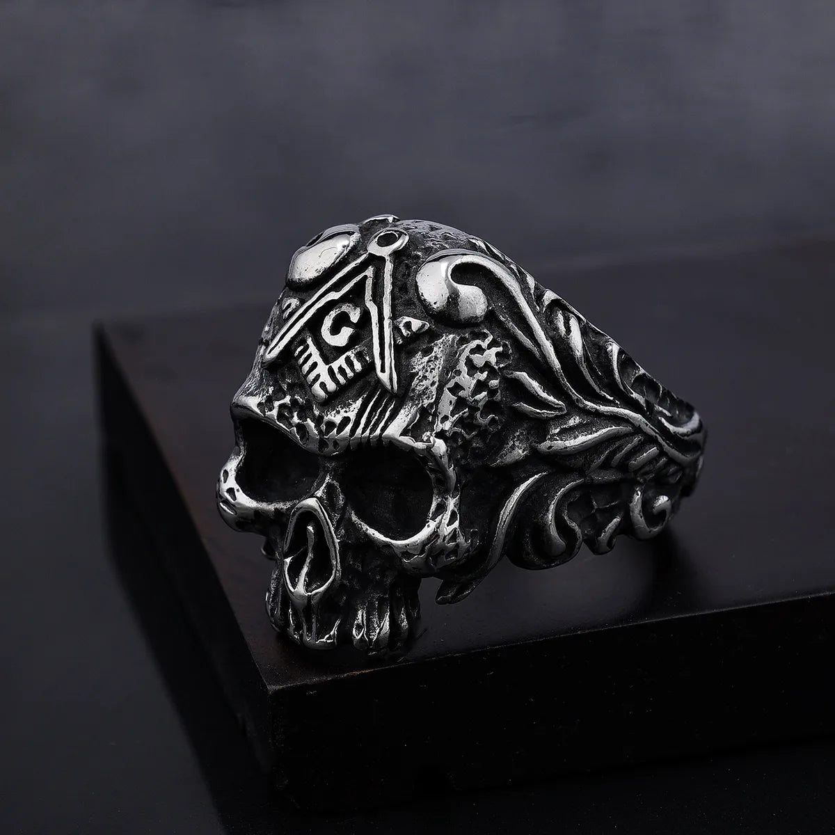 Retro Punk Rhombus Skull 304 Stainless Steel Enamel Men'S Rings