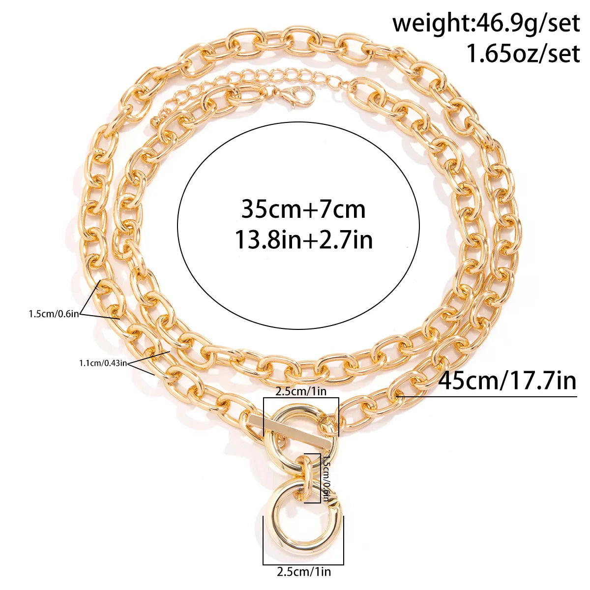 Retro Punk Simple Style Irregular Round Ccb Alloy Aluminum Irregular Three-Dimensional Chain Women'S Layered Necklaces