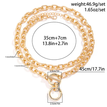 Retro Punk Simple Style Irregular Round Ccb Alloy Aluminum Irregular Three-Dimensional Chain Women'S Layered Necklaces