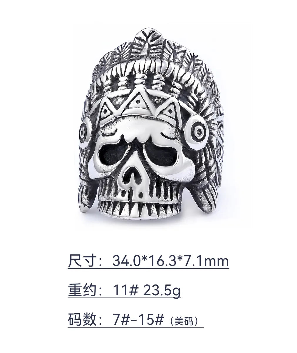 Retro Punk Skull 304 Stainless Steel Men'S Rings