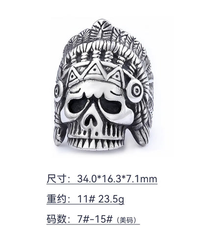 Retro Punk Skull 304 Stainless Steel Men'S Rings