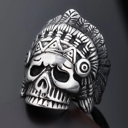 Retro Punk Skull 304 Stainless Steel Men'S Rings