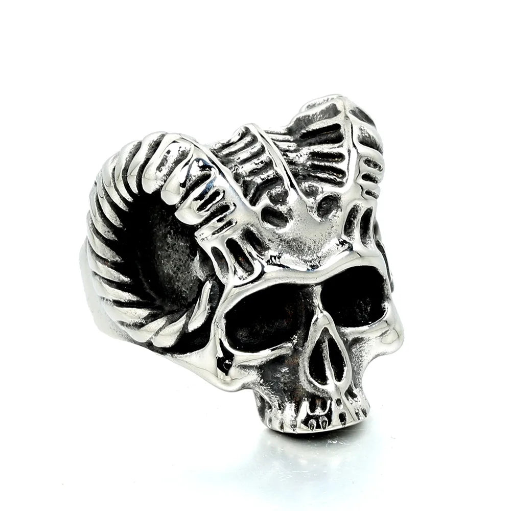 Retro Punk Skull Stainless Steel Polishing Men'S Rings