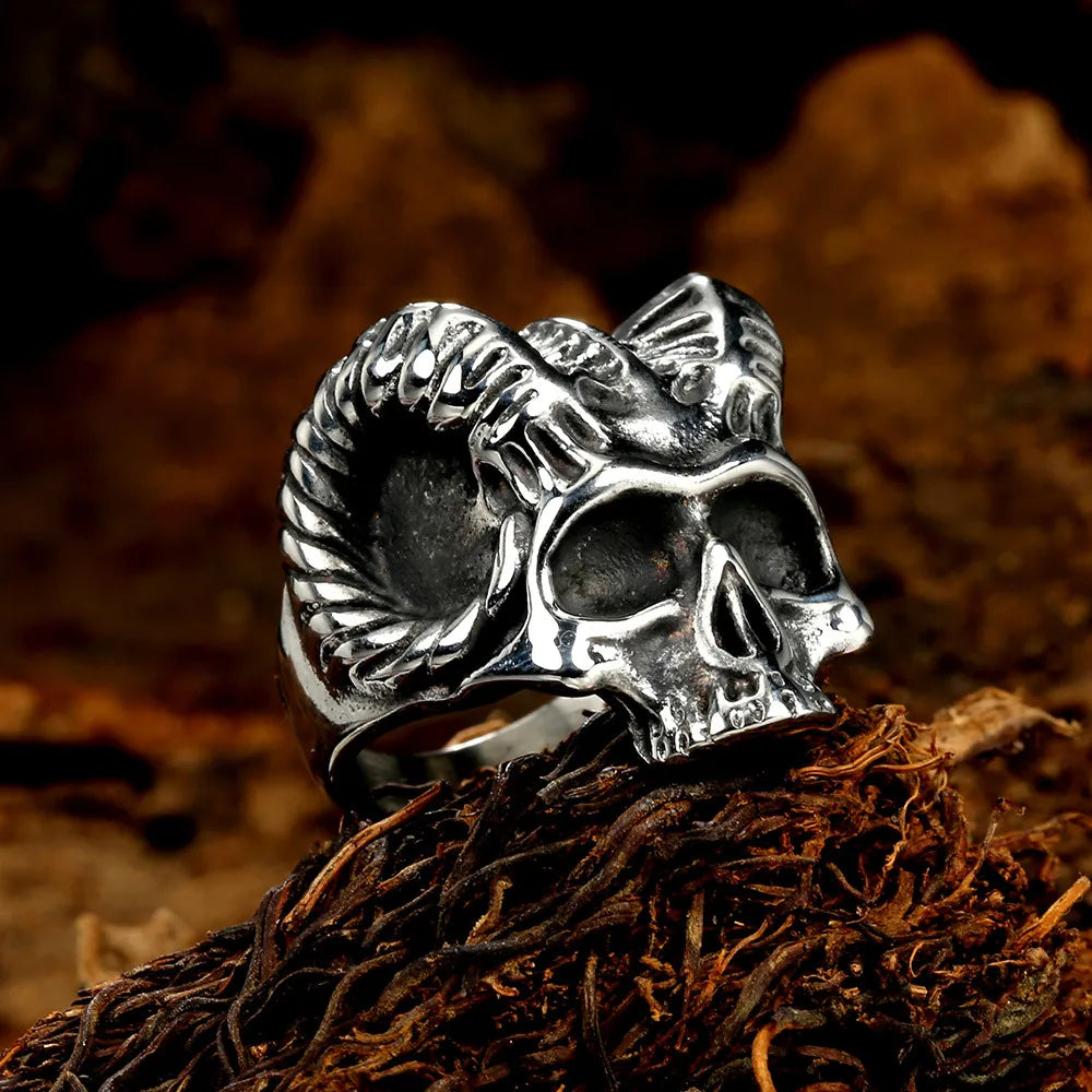 Retro Punk Skull Stainless Steel Polishing Men'S Rings