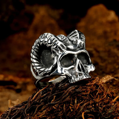 Retro Punk Skull Stainless Steel Polishing Men'S Rings