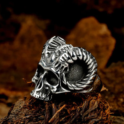 Retro Punk Skull Stainless Steel Polishing Men'S Rings