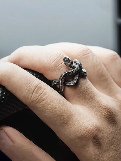 Retro Punk Snake Alloy Silver Plated Men'S Open Rings