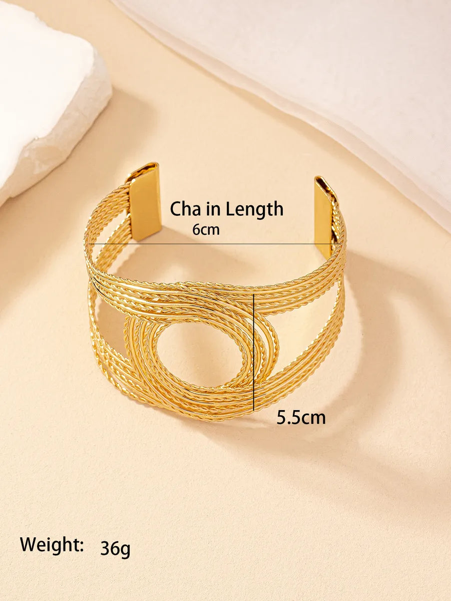 Retro Punk Solid Color Alloy Plating Gold Plated Women'S Bangle