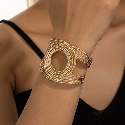 Retro Punk Solid Color Alloy Plating Gold Plated Women'S Bangle