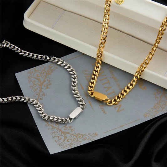 Retro Punk Solid Color Titanium Steel Plating 18k Gold Plated Necklace