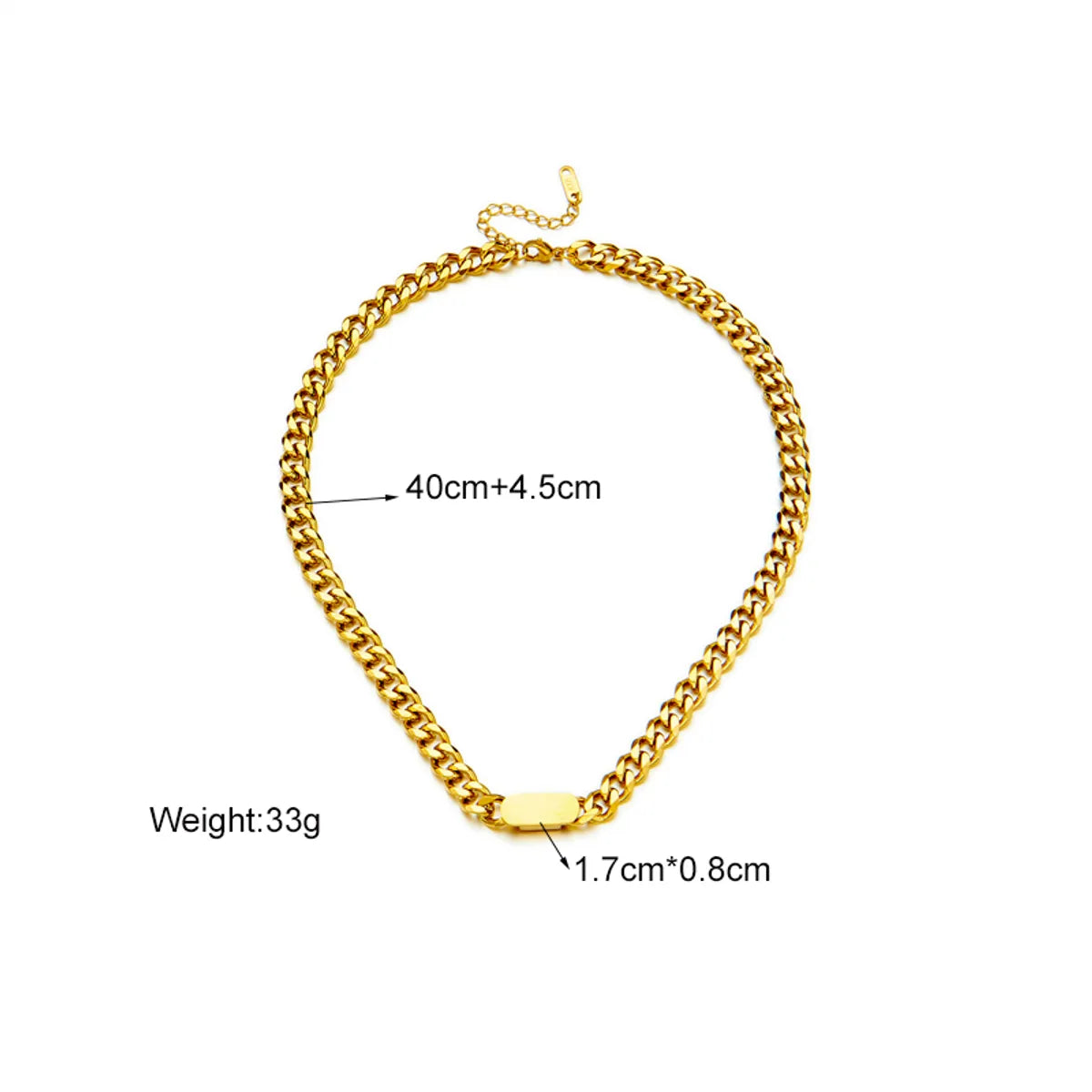 Retro Punk Solid Color Titanium Steel Plating 18k Gold Plated Necklace