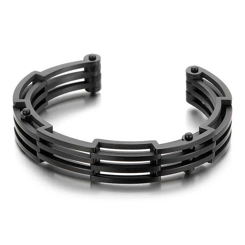 Retro Punk Solid Color Titanium Steel Plating Men'S Bangle