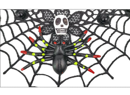 Retro Punk Spider Skull Artificial Crystal Alloy Lace Halloween Women'S Necklace