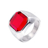 Retro Punk Square Stainless Steel Inlay Gem Unisex Wide Band Rings