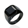 Retro Punk Square Stainless Steel Inlay Gem Unisex Wide Band Rings