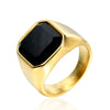 Retro Punk Square Stainless Steel Inlay Gem Unisex Wide Band Rings