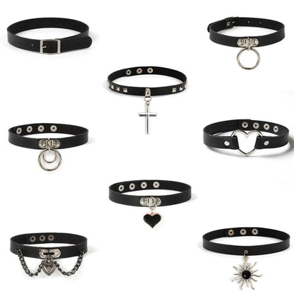 Retro Punk Streetwear Heart Shape Pu Leather Alloy Wholesale Choker