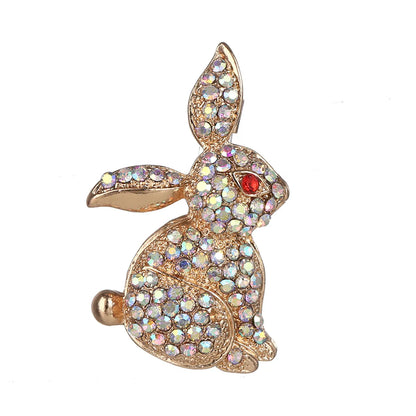 Retro Rabbit Carrot Alloy Enamel Artificial Rhinestones Women'S Brooches