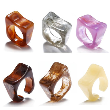 Retro Resin Transparent Ring