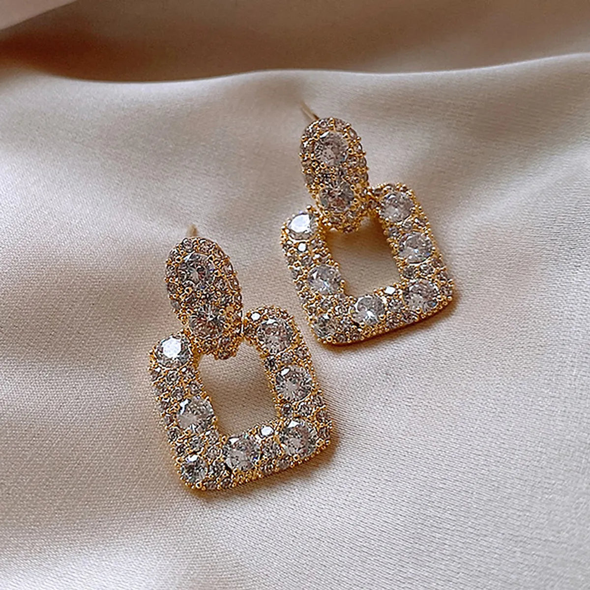 Fashion Geometric Rhinestone Artificial Gemstones Earrings