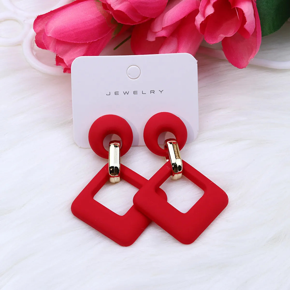 1 Pair Retro Rhombus Spray Paint Arylic Drop Earrings