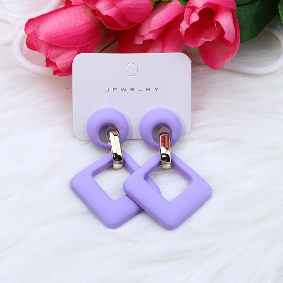 1 Pair Retro Rhombus Spray Paint Arylic Drop Earrings