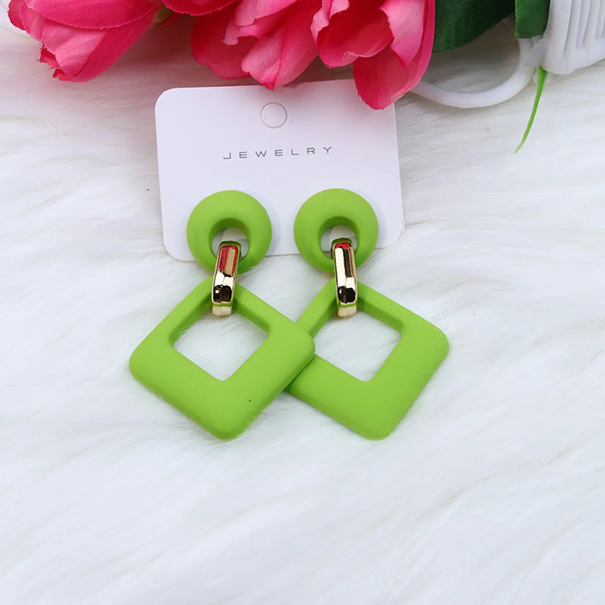 1 Pair Retro Rhombus Spray Paint Arylic Drop Earrings