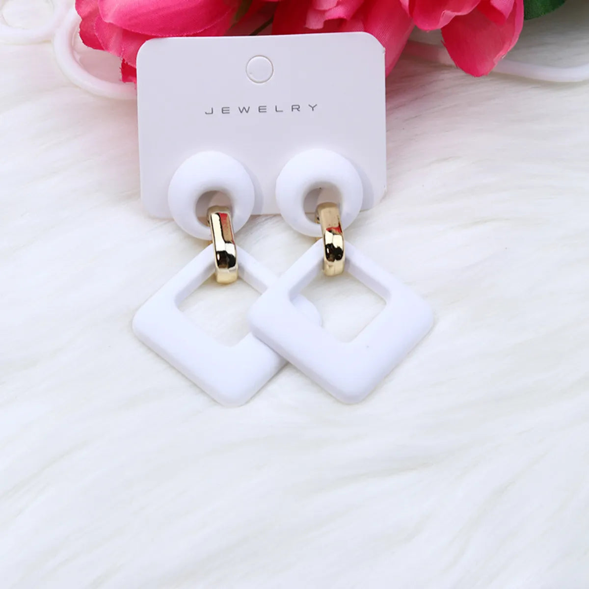 1 Pair Retro Rhombus Spray Paint Arylic Drop Earrings