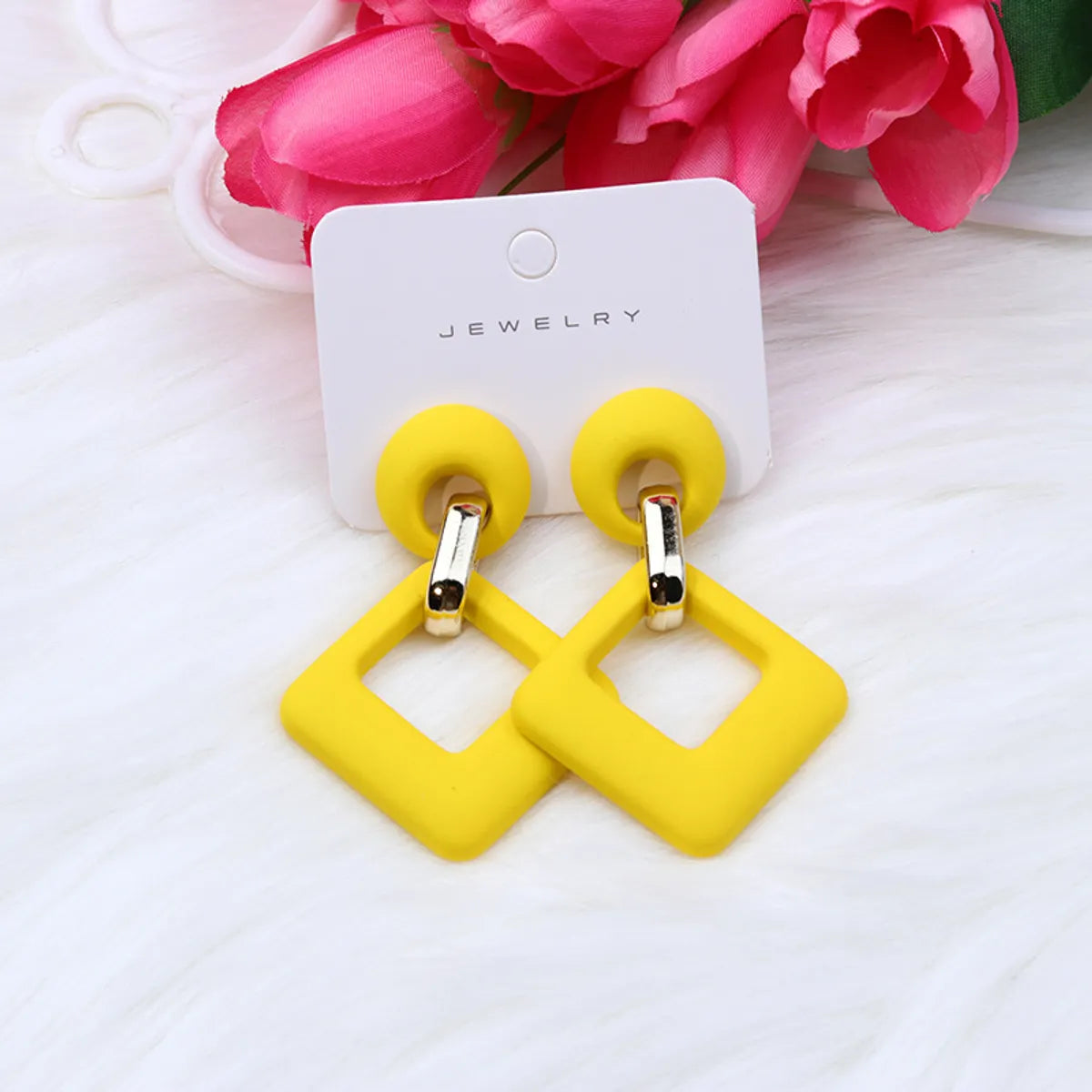 1 Pair Retro Rhombus Spray Paint Arylic Drop Earrings