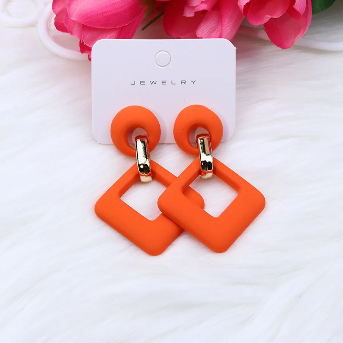 1 Pair Retro Rhombus Spray Paint Arylic Drop Earrings