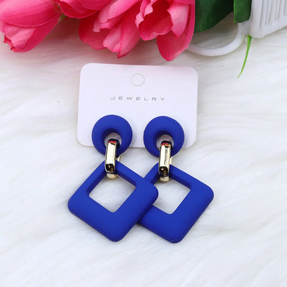 1 Pair Retro Rhombus Spray Paint Arylic Drop Earrings