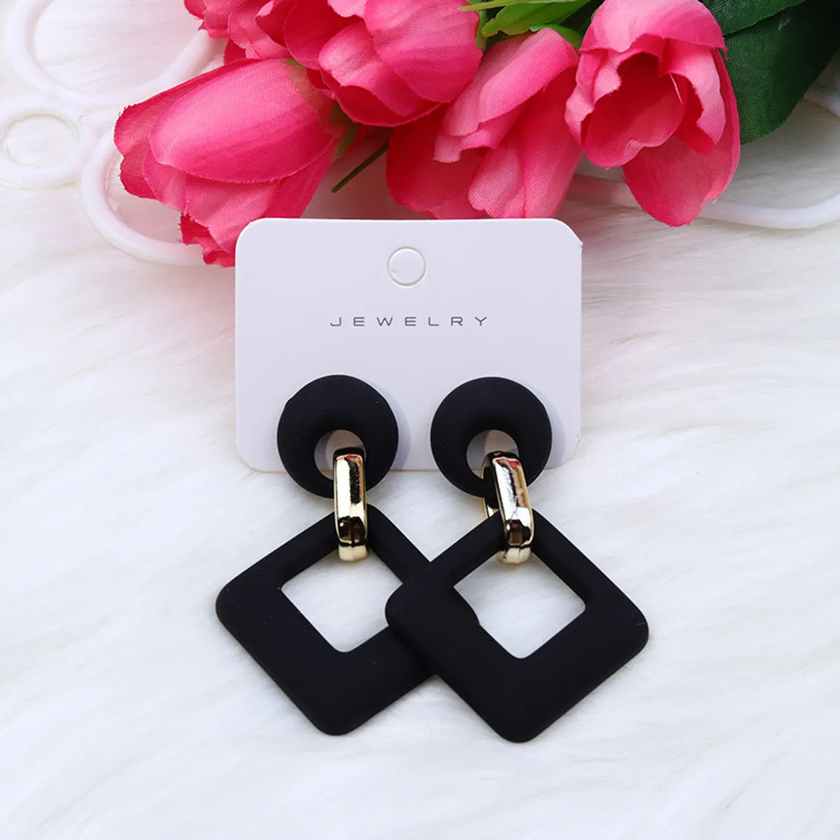 1 Pair Retro Rhombus Spray Paint Arylic Drop Earrings