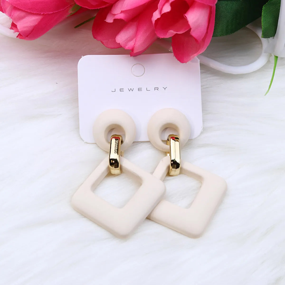 1 Pair Retro Rhombus Spray Paint Arylic Drop Earrings