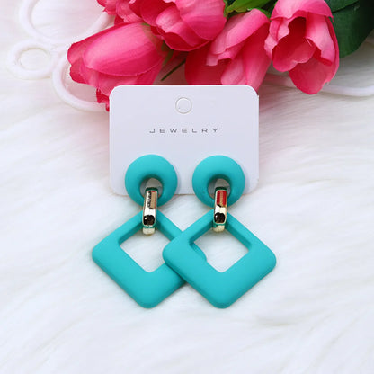 1 Pair Retro Rhombus Spray Paint Arylic Drop Earrings