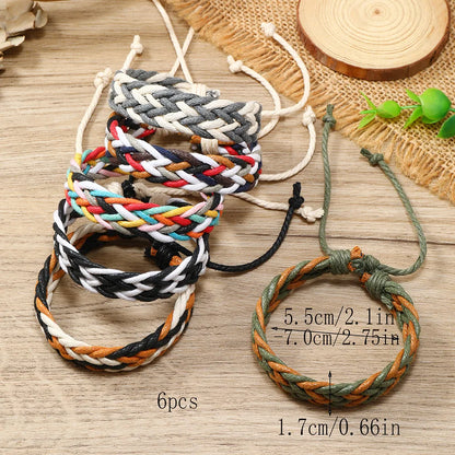 Retro Rhombus Cotton And Linen Handmade Unisex Drawstring Bracelets