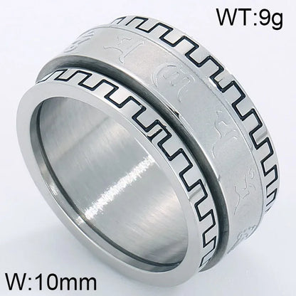 Retro Rock Classic Style Printing Rhombus Stainless Steel Titanium Steel Tungsten Steel 18K Gold Plated Unisex Rings