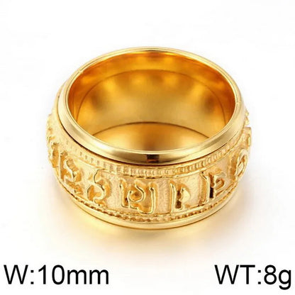 Retro Rock Classic Style Printing Rhombus Stainless Steel Titanium Steel Tungsten Steel 18K Gold Plated Unisex Rings