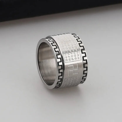 Retro Rock Classic Style Printing Rhombus Stainless Steel Titanium Steel Tungsten Steel 18K Gold Plated Unisex Rings