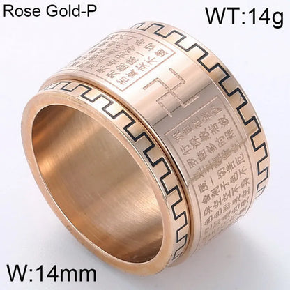 Retro Rock Classic Style Printing Rhombus Stainless Steel Titanium Steel Tungsten Steel 18K Gold Plated Unisex Rings