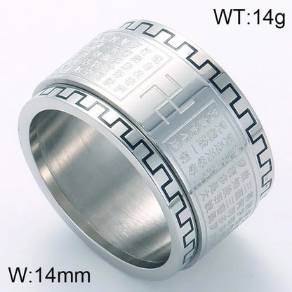 Retro Rock Classic Style Printing Rhombus Stainless Steel Titanium Steel Tungsten Steel 18K Gold Plated Unisex Rings