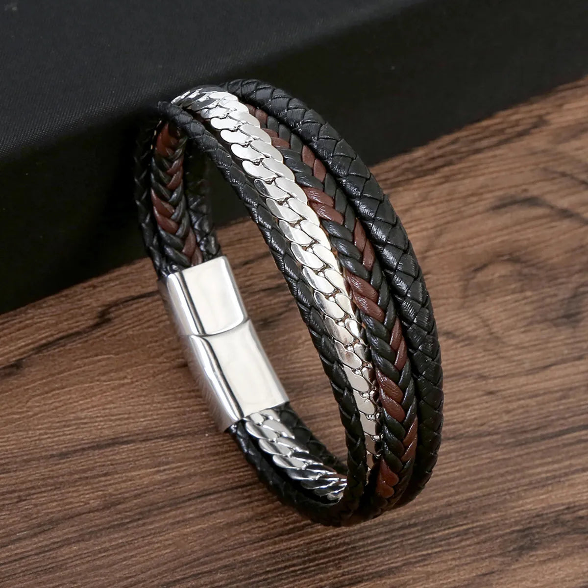 Retro Rock Roman Style Geometric Stainless Steel Men'S Bangle