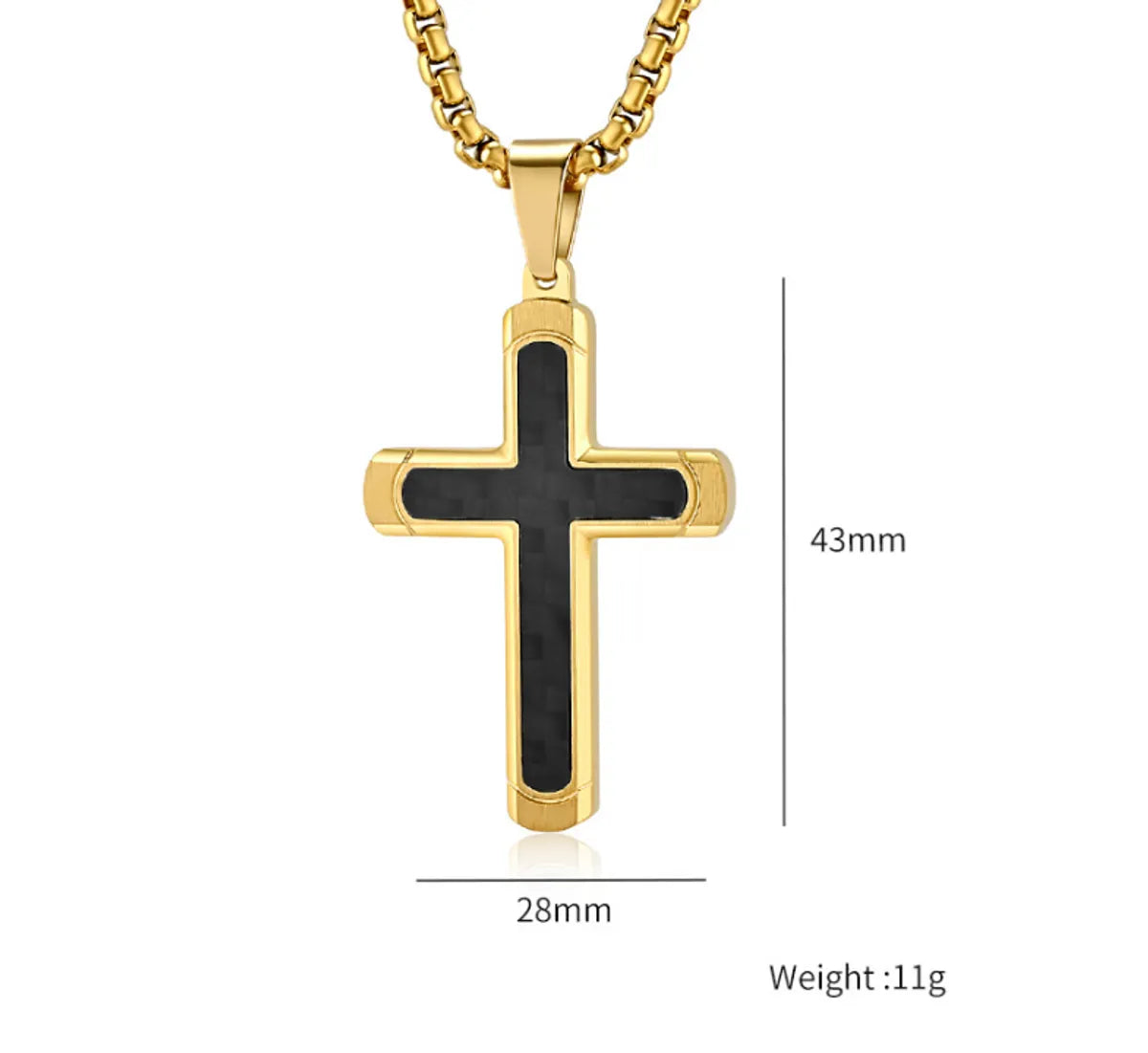 Retro Roman Style Cross Titanium Steel Plating Inlay Pure Carbon Men'S Pendant Necklace