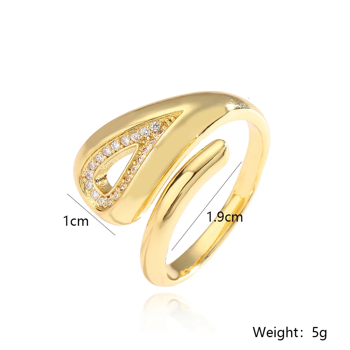 Retro Roman Style Geometric Copper Plating Inlay Zircon 18k Gold Plated Open Rings