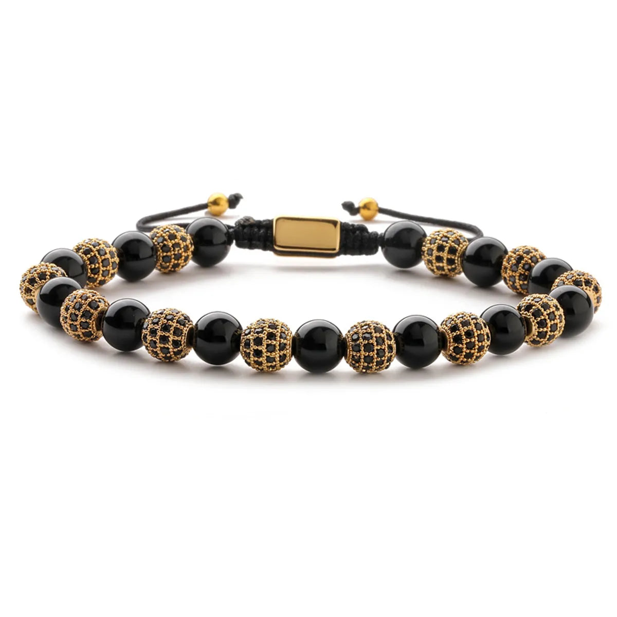 Retro Roman Style Geometric Howlite Stone Tiger Eye Beaded Inlay Zircon Unisex Bracelets