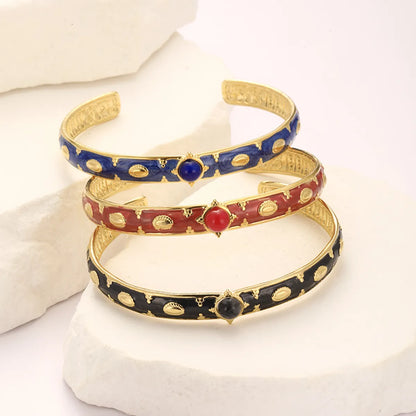 Retro Roman Style Geometric Stainless Steel Plating Gold Plated Bangle