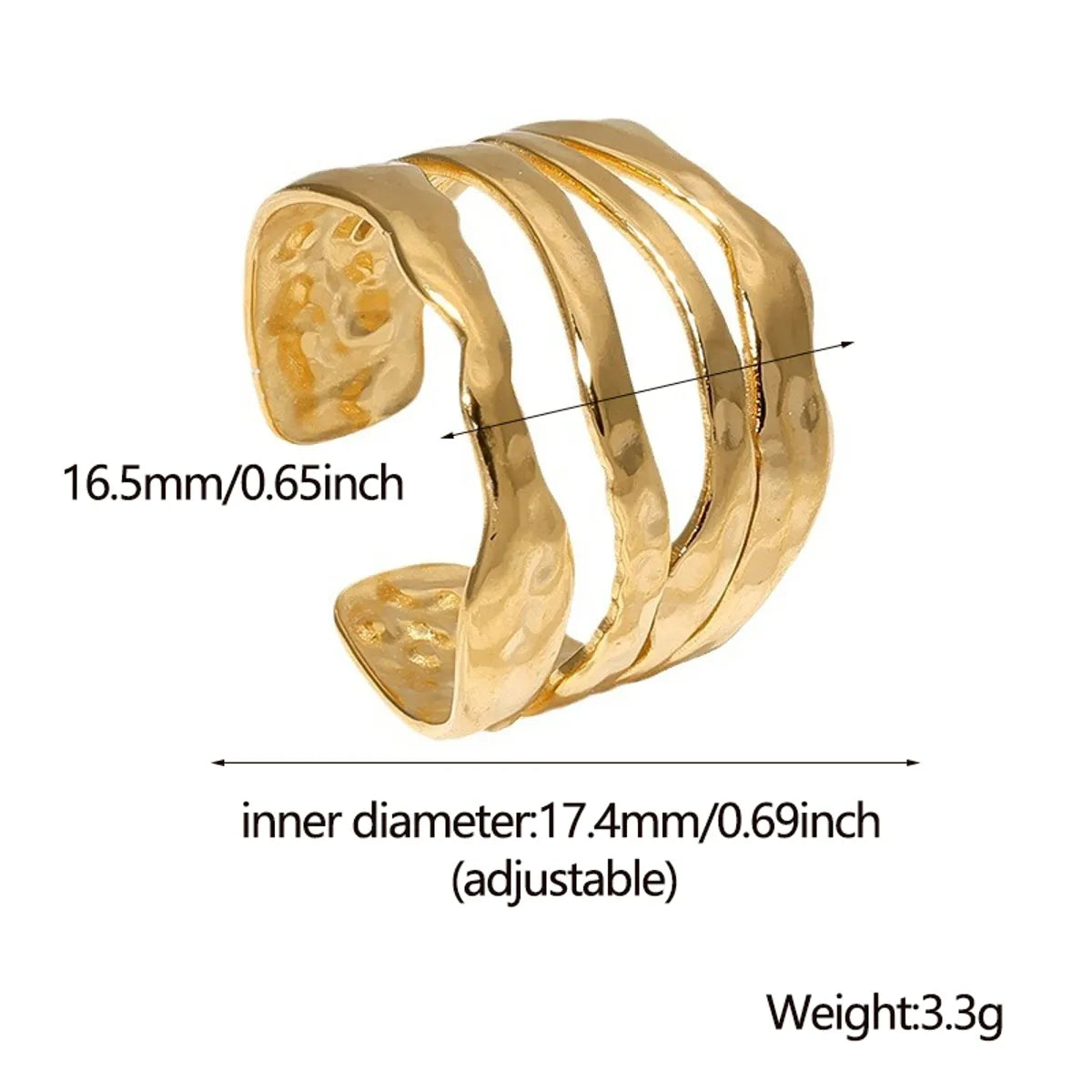 Retro Roman Style Geometric Stainless Steel Plating Open Rings