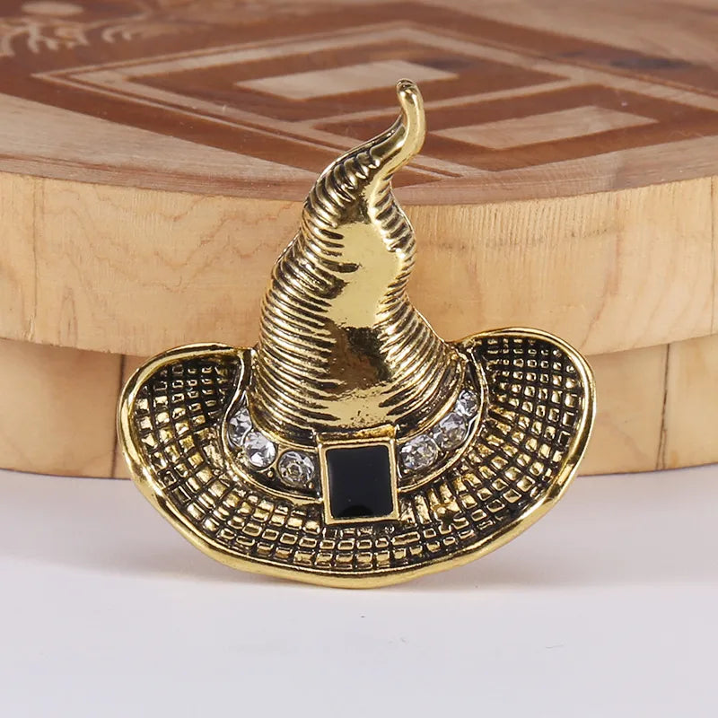 Retro Roman Style Hat Alloy Inlay Zircon Women'S Brooches